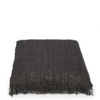 Couverture tissée sombre avec franges, idéale pour le coussin Oh My Gee Noir Marine