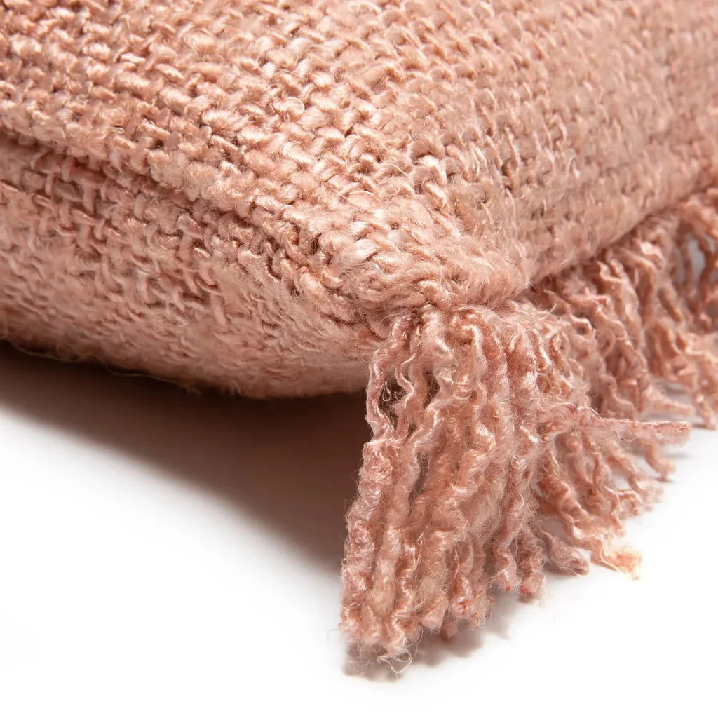 Coussin texturé rose saumon avec franges, Housse de coussin Oh My Gee 35x100_40