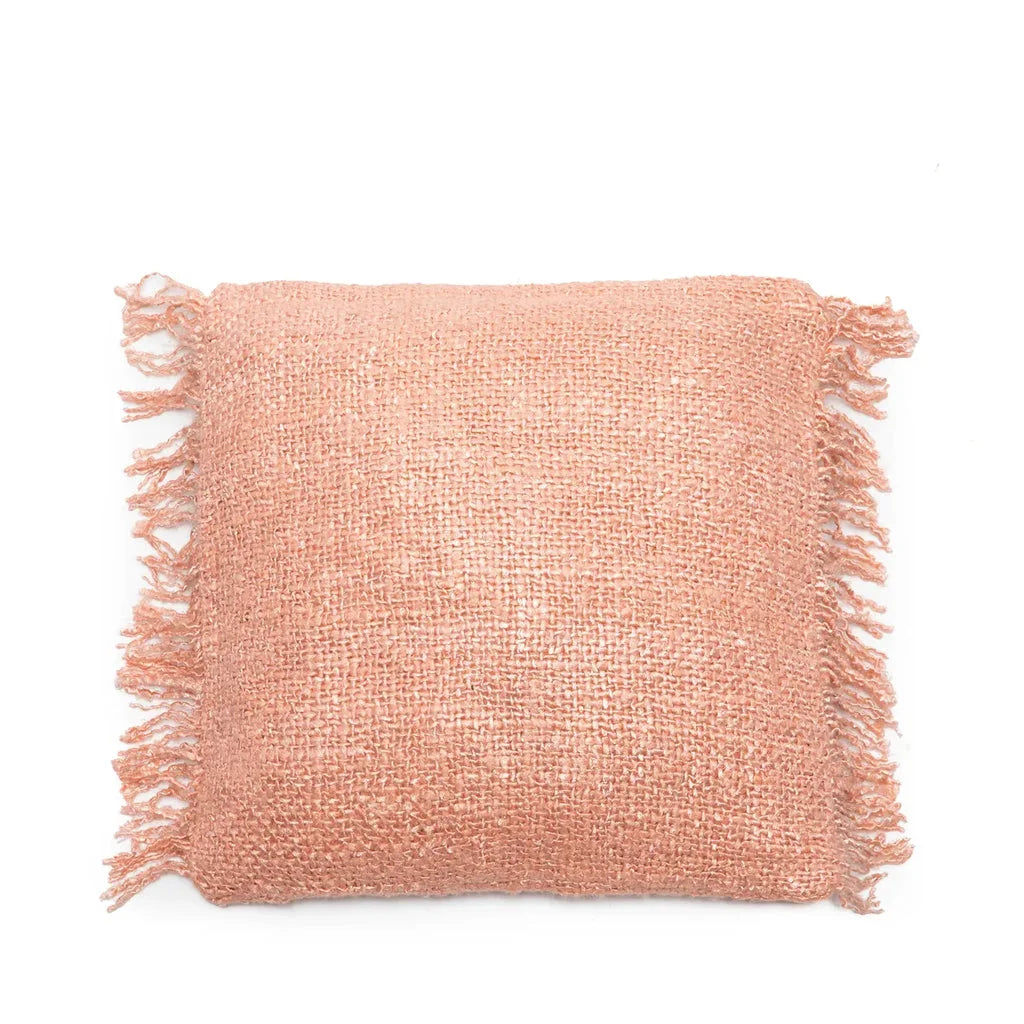 Coussin carré frangé tissé La housse de coussin Oh My Gee - Rose saumon 40x40 cm