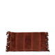 Coussin brun rayé avec franges de la housse Oh My Gee en velours bordeaux 30x50