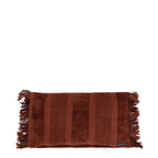 Coussin en velours bordeaux à rayures brunes et frange, La housse de coussin Oh My Gee