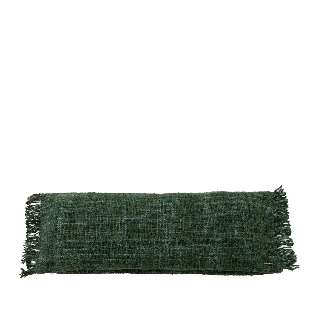 Coussin vert forêt Oh My Gee avec franges, 35x100_40, décoration moderne