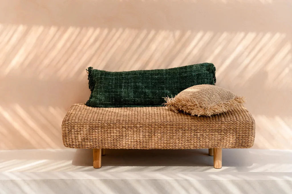 Banc tissé avec coussins La housse de coussin Oh My Gee Vert forêt 35x100_40