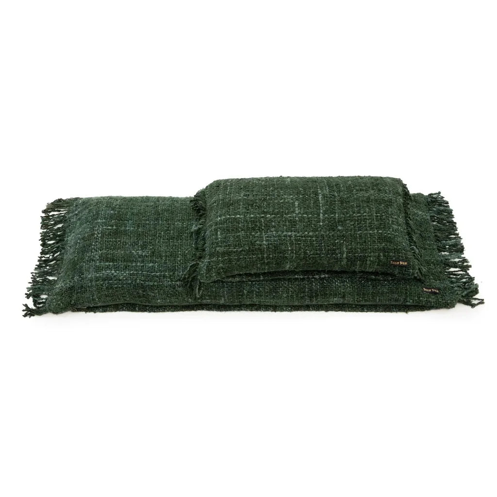 Coussin tissé vert forêt avec franges, La housse de coussin Oh My Gee 35x100_40