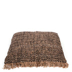 Plaid en coton marron et noir avec franges pour Housse de coussin noir cuivre 60x60 cm