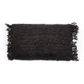 Housse de coussin noire en coton avec franges, rectangulaire 30x50 cm