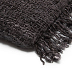 Plaid en coton noir gris foncé avec franges, 30x50 cm, pour Housse de coussin