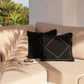 Housse de coussin pleine lune noir avec franges noires décoratives