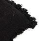 Housse de coussin pleine lune noire en textile tissé noir à franges