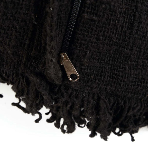 Tissu noir à franges avec fermeture éclair pour La housse de coussin pleine lune