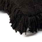 Coussin noir tissé avec franges, La housse de coussin pleine lune - noir