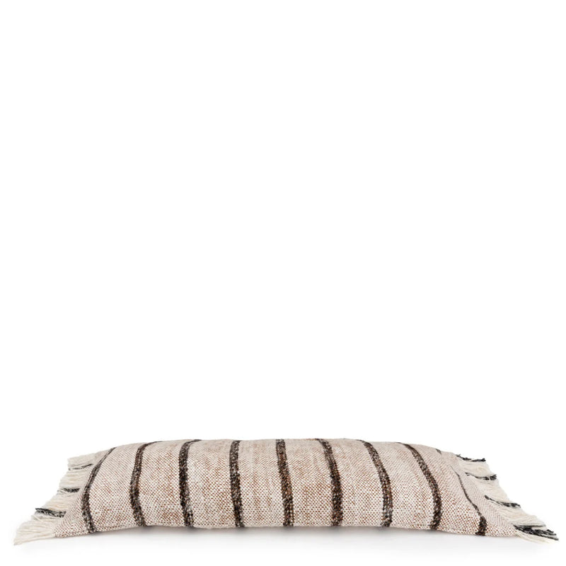 Housse de coussin rectangulaire beige en coton - 35x100 cm