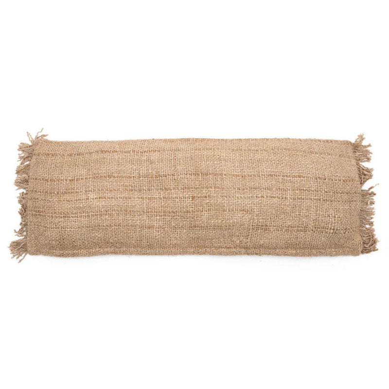 Housse de coussin rectangulaire beige coton - 35x100 cm