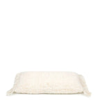Housse de coussin rectangulaire en coton crème 30x50 cm texturée à bords effilochés