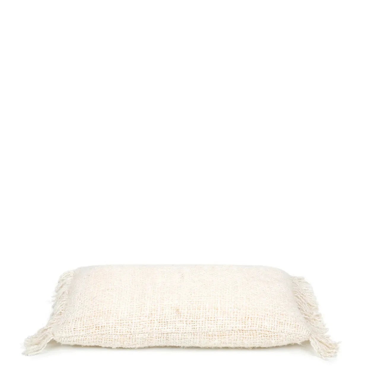Housse de coussin rectangulaire en coton crème 30x50 cm texturée à bords effilochés