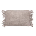 Coussin rectangulaire en coton gris perle avec franges et bordures frangées