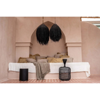 Lustra en rotin tressé noir avec franges pour la décoration intérieure