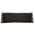 Housse de coussin rectangulaire noire texturée en coton, 35x100 cm
