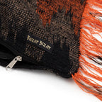 Housse de coussin rectangulaire en coton noir orange à motif chevron et franges - 30x50 cm