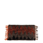 Housse de coussin rectangulaire en coton noir orange à motif chevron et franges - 30x50 cm