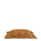 Housse de coussin rectangulaire en coton texturé cannelle moucheté avec franges