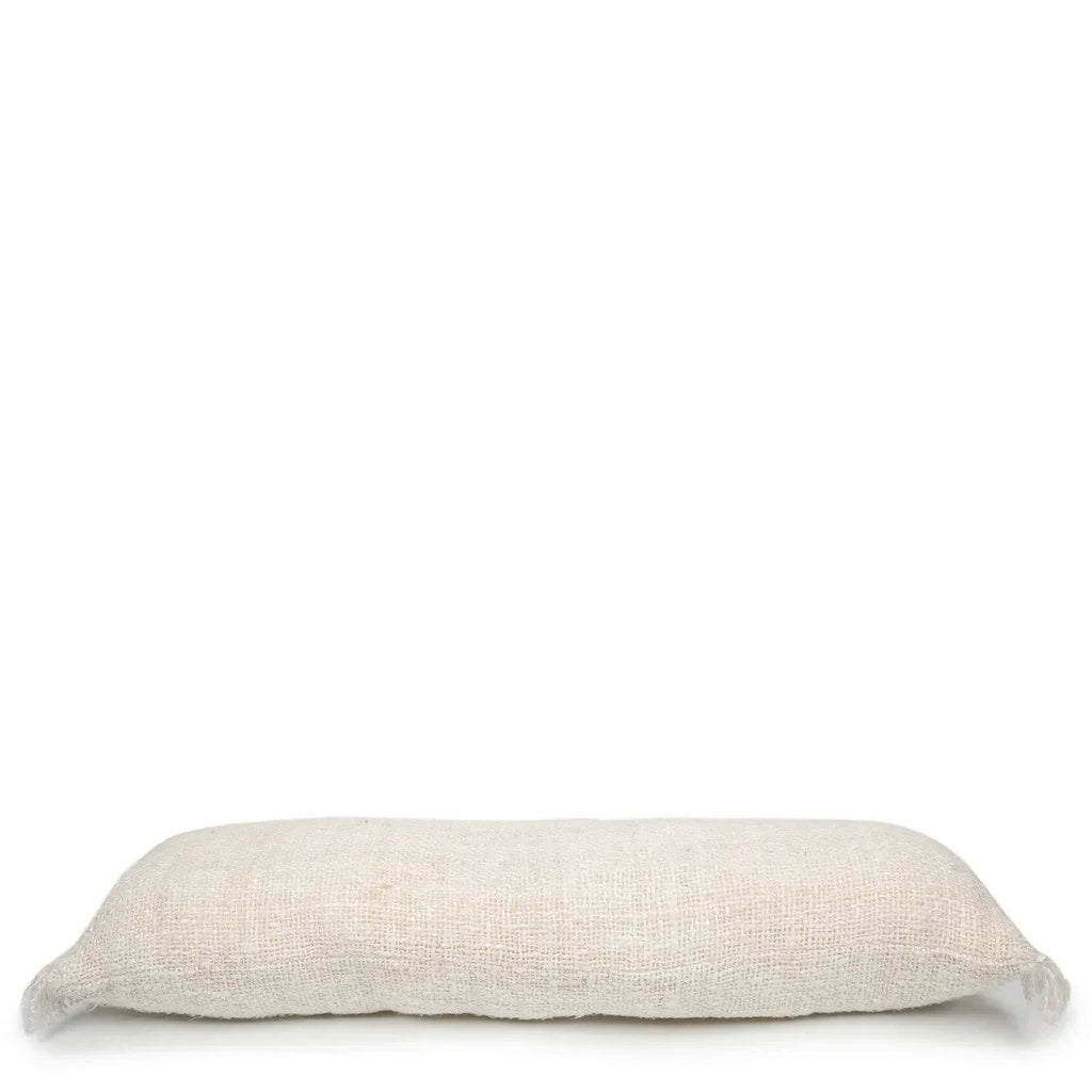 Coussin rectangulaire crème en coton avec housse texturée 35x100 cm