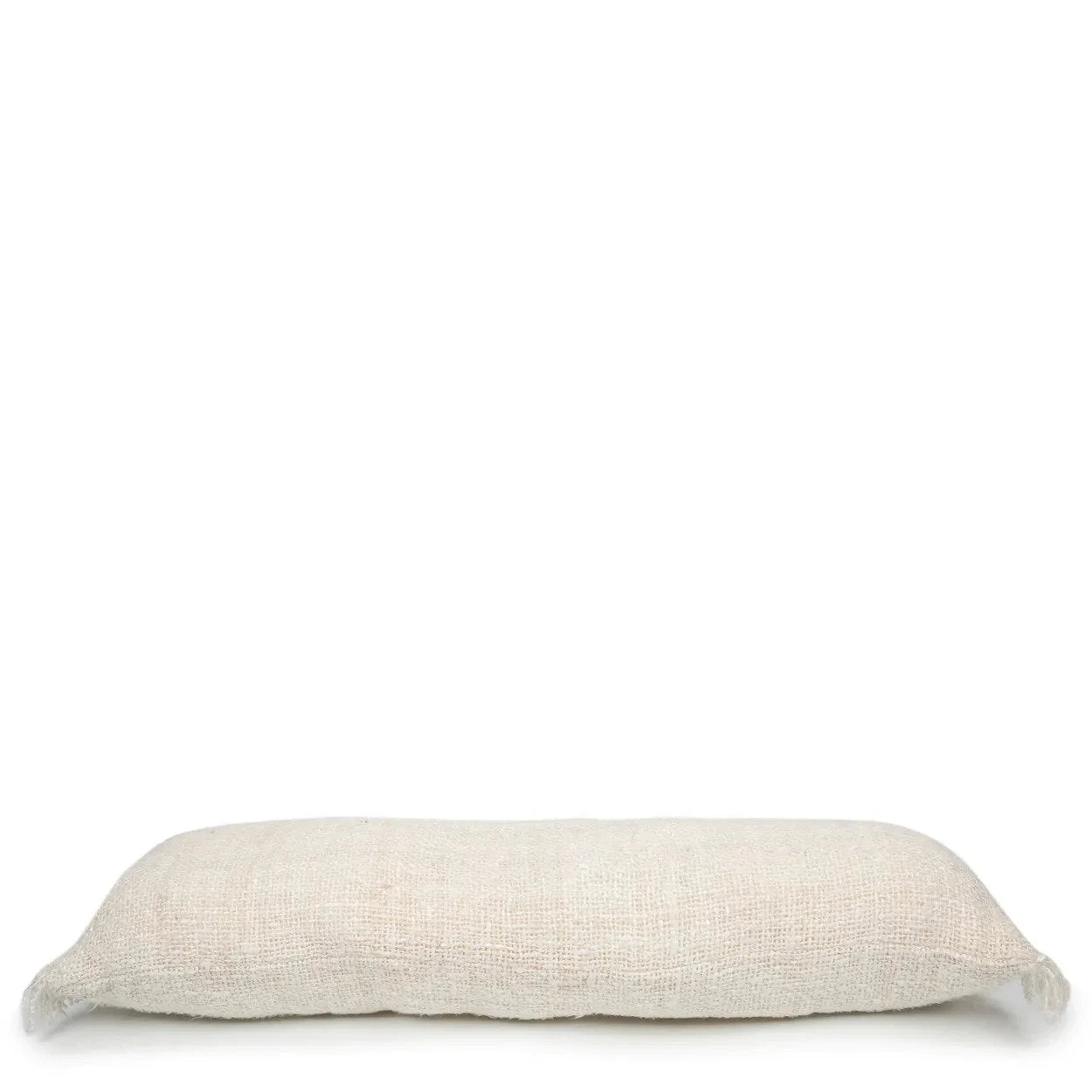 Coussin rectangulaire crème en coton avec housse texturée 35x100 cm