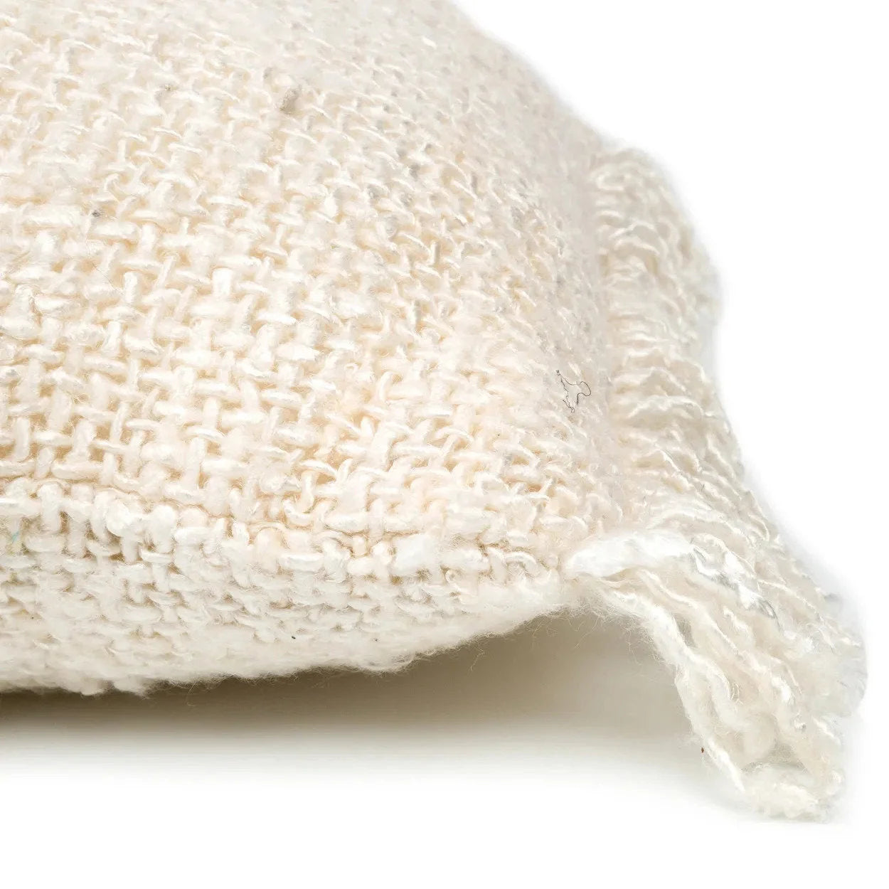 Housse de coussin rectangulaire crème en coton avec textile tissé et rempli