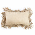 Housse de coussin rectangulaire en jute naturel avec franges décoratives