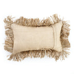 Housse de coussin rectangulaire en jute naturel avec franges décoratives