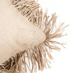 Coussin rectangulaire en jute naturel avec franges en raffia pour la décoration intérieure