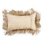 Coussin rectangulaire en jute naturel avec franges décoratives