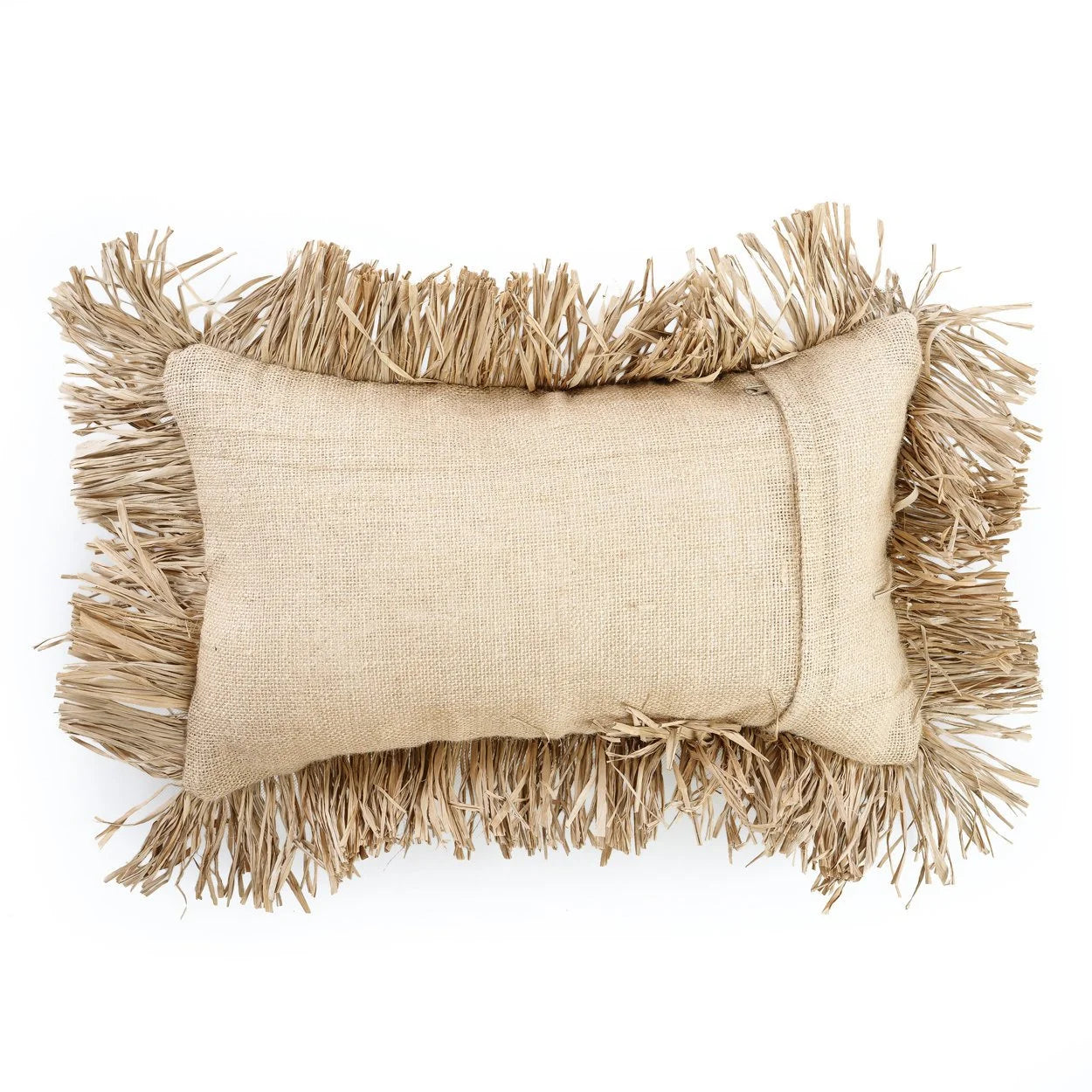Coussin rectangulaire en jute naturel avec franges décoratives