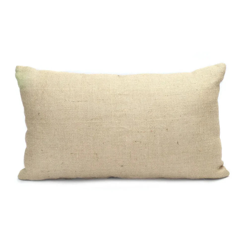 Housse de coussin rectangulaire en jute naturelle texturée beige pour décoration intérieure