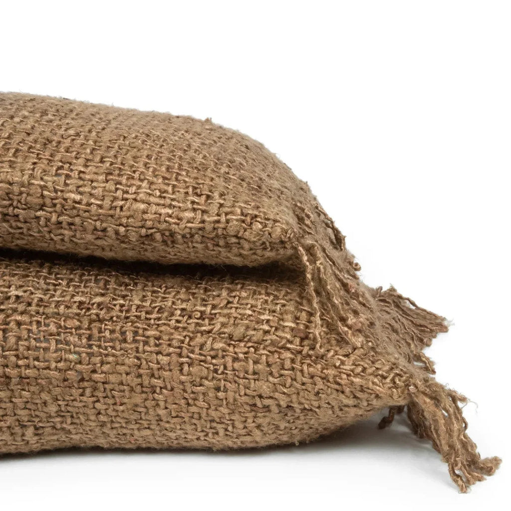 Housse de coussin rectangulaire marron en coton avec sacs en toile de jute, 35x100 cm