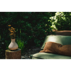 Chaise longue extérieure verte avec un coussin marron en coton 35x100 cm