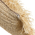 Sac en paille tressée avec franges et fermeture éclair pour la housse de coussin