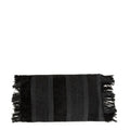 Housse de coussin rectangulaire rayé en velours noir à franges – 30x50 cm