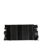 Housse de coussin rectangulaire rayé en velours noir à franges – 30x50 cm