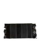 Tissu de bain noir rayé à franges pour coussin rectangulaire 30x50 cm