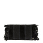 Tissu de serviette rectangulaire rayé noir à franges en velours 30x50 cm