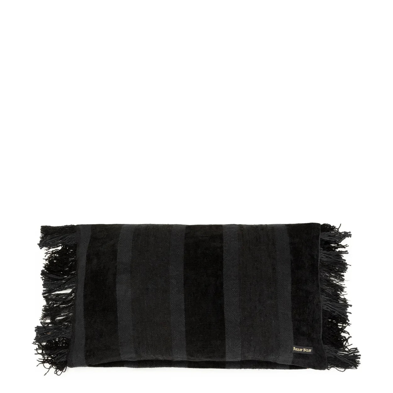 Tissu de serviette rectangulaire rayé noir à franges en velours 30x50 cm
