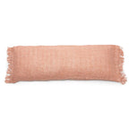 Coussin rectangulaire saumon en coton avec franges, 35x100 cm, décoration douce