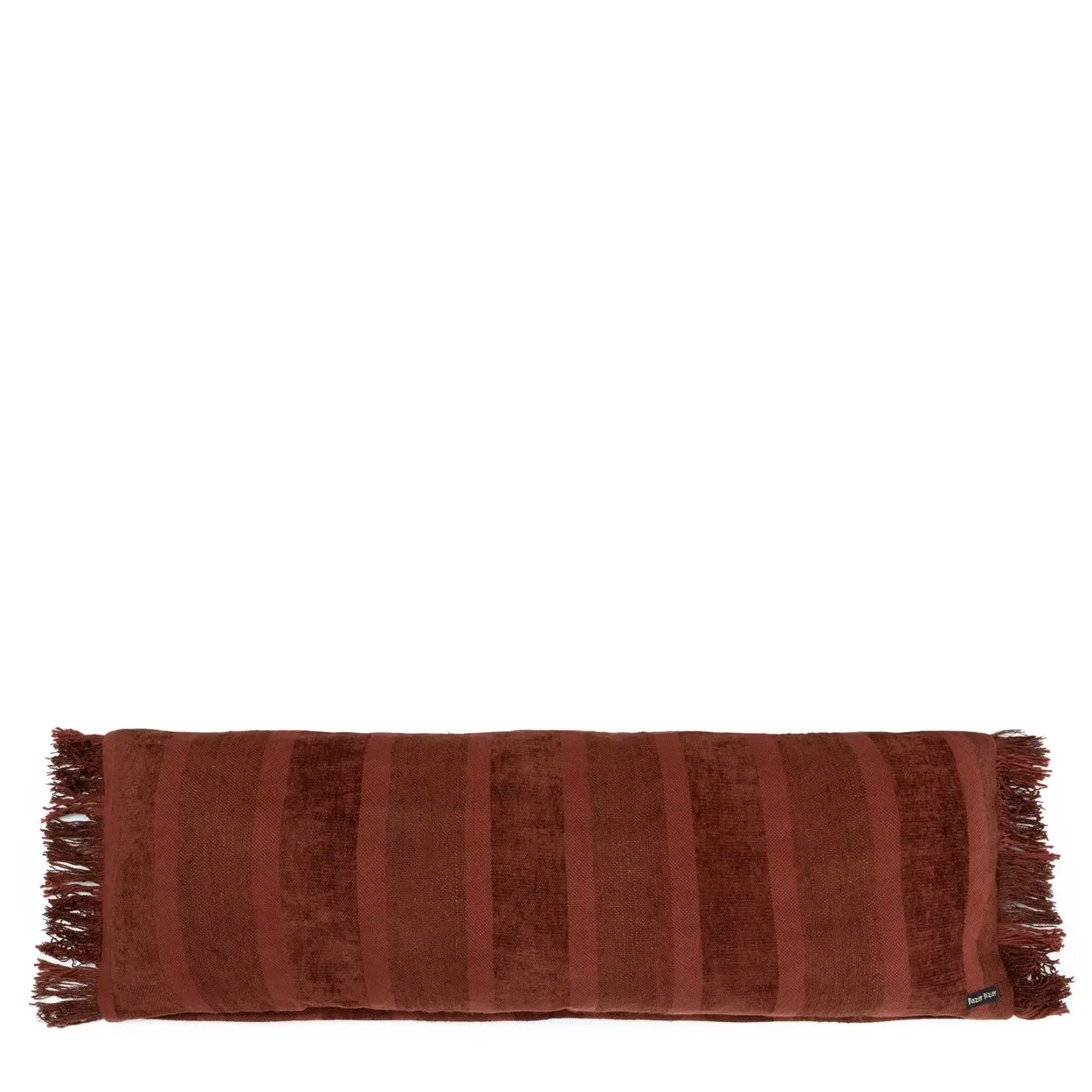 Écharpe à rayures brunes avec franges, idéale pour décorer le coussin en velours Bordeaux