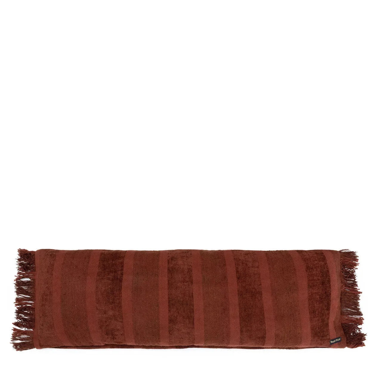 Housse de coussin rectangulaire en velours bordeaux avec franges – 35x100 cm