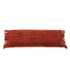 Housse de coussin rouge cerise à franges, rectangulaire, textured, 35x100 cm