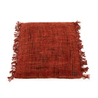 Coussin rectangulaire en coton rouge cerise avec franges, 60x60 cm