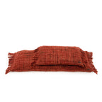 Housse de coussin rouge cerise en coton avec franges, 30x50 cm, rouille tissé