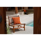 Housse de coussin terracotta brodée en coton motif croix blanches 50x50 cm