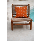 Housse de coussin terracotta brodée en coton motif croix blanches 50x50 cm